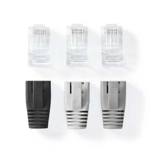 RJ45 Stekkers met 3 kleuren Tules - Cat6 - Doorsteekmontage - 10 stuks - 8P8C