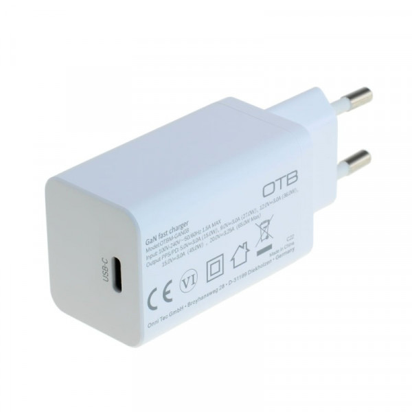 USB-C Oplader - 65W - Power Delivery - GaN - Wit