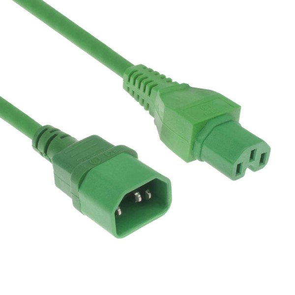 C14 - C15 Verlengkabel - 3 x 1mm2 - 2 meter - Groen