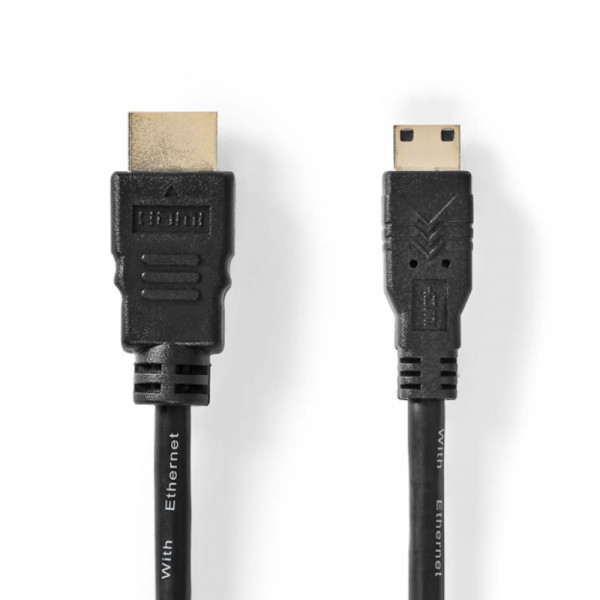 Mini HDMI - HDMI Kabel - 4K 30Hz - Verguld - 3 meter - Zwart