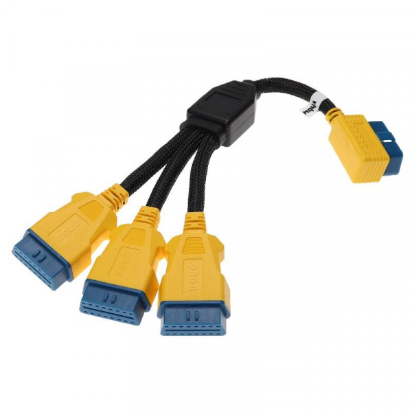 OBD2 Splitter - OBD2 (m) naar 3x OBD2 (v) - Voor OBD II - Nylon sleeve - 0,15 meter - Zwart/Geel