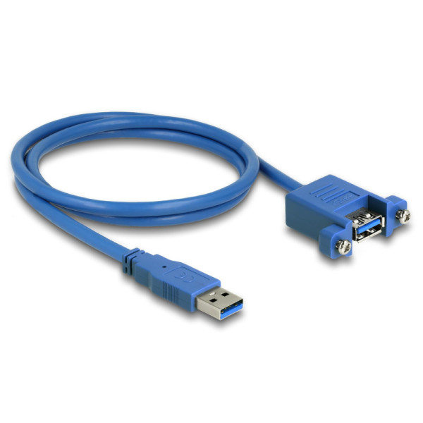Delock USB-A Verlengkabel - USB 3.2 Gen 1 - Met Chassis - 1 meter - Blauw