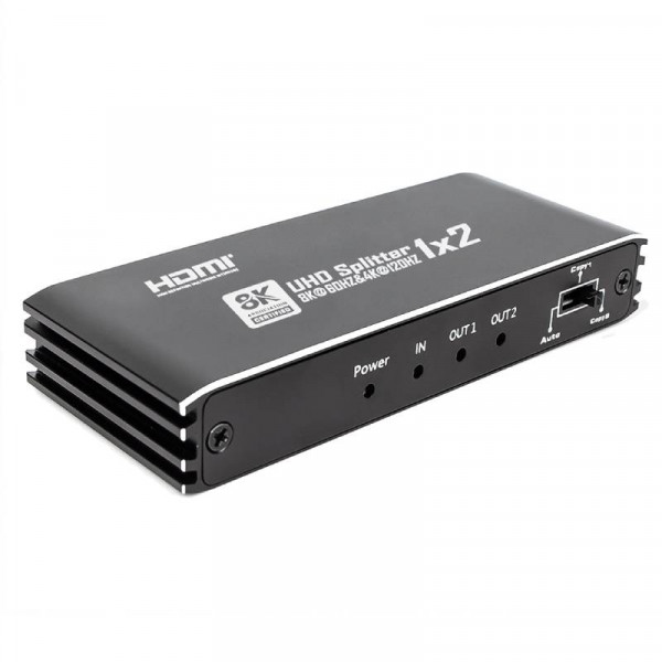 HDMI Splitter - 2-poorts - 8K 60Hz - Metaal - Zwart