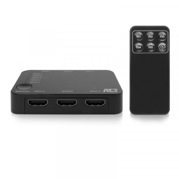 ACT HDMI Schakelaar - 5-poorts - 4K 60Hz - Zwart