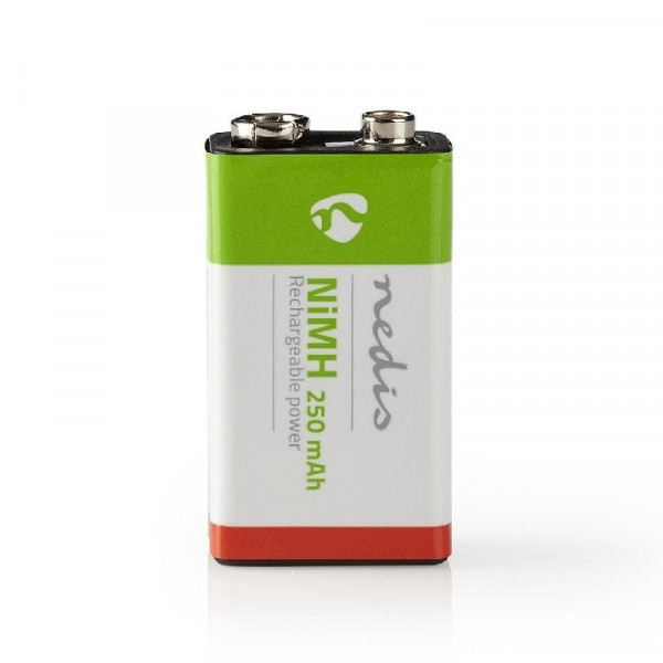9V Blokbatterij - 250 mAh - Alkaline - Oplaadbaar - Wit
