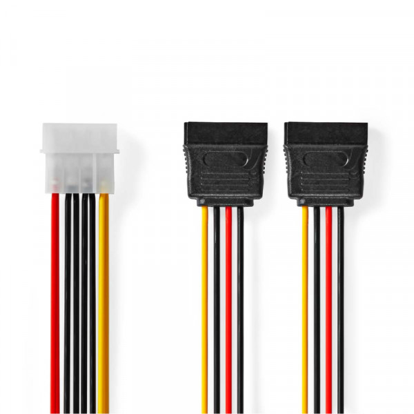 Stroomkabel Molex naar 2x SATA 15-Pins 0.15 m