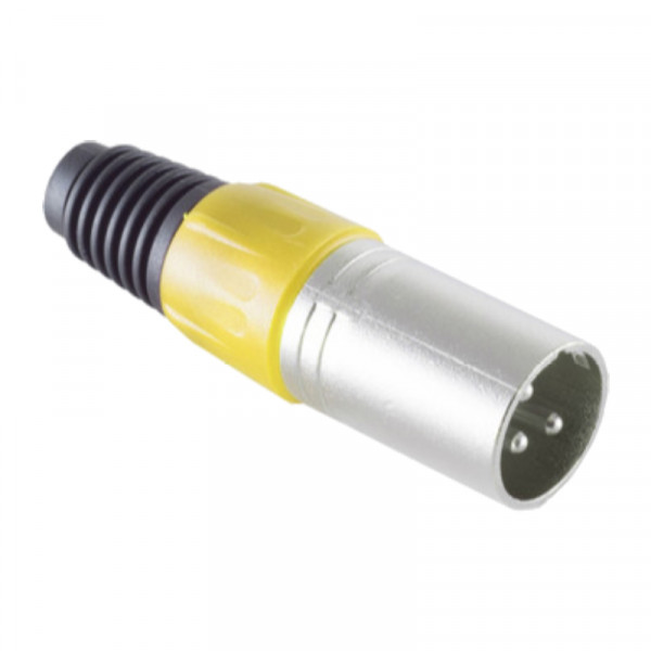 Soldeerbare XLR 3-pin Connector (m) - Met Trekontlasting - Metaal - Geel