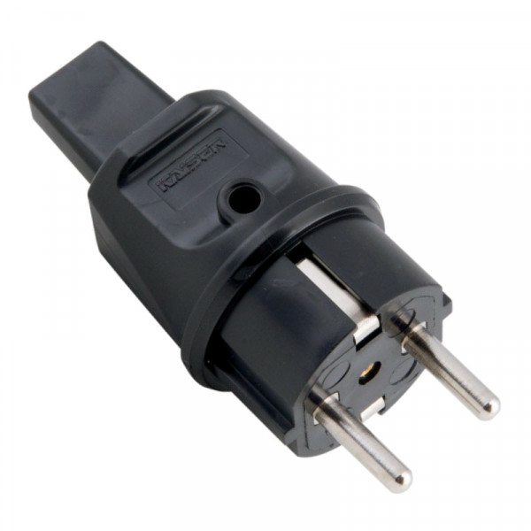 Flatcable Schuko Stekker (m) - Voor prikkabel - IP44 - 250V - 16A - Zwart