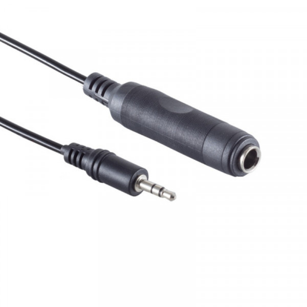 6,35mm Stereo Jack (v) - 3,5mm Stereo Jack (m) Kabel - 0,2 meter - Zwart