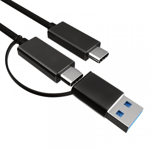 USB-C Kabel - Met USB-C naar USB-A Adapter - USB 3.2 Gen 2 - 0,5 meter - Zwart