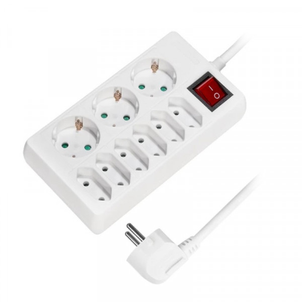 Logilink 9-voudige Stekkerdoos - 6 euro stekkers - 3600W - 1,5 meter - Wit