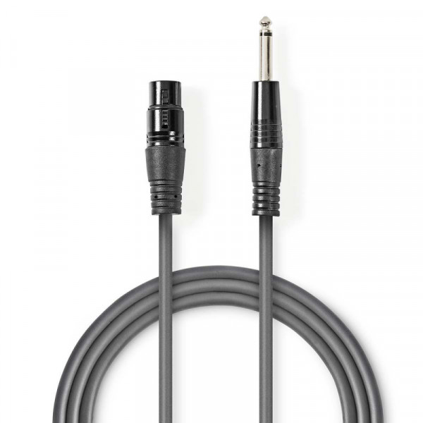 XLR 3-pin (v) - 6,35mm Mono Jack (m) Kabel - 1,5 meter - Antraciet