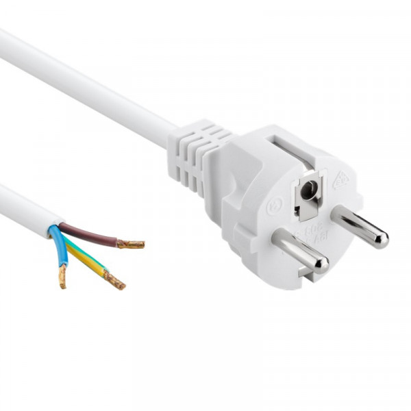 Schuko - Open einde Apparaatsnoer - 3 x 0,75mm2 - 1,5 meter - Wit