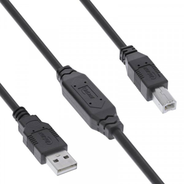 Actieve USB-B Kabel - USB 2.0 - 7,5 meter - Zwart