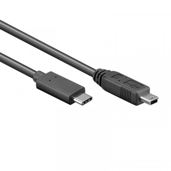 USB-C - USB Mini B Kabel - USB 2.0 - 0,5 meter - Zwart