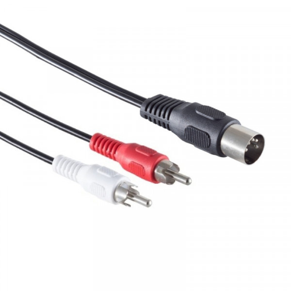 5-pin DIN (m) naar Stereo Tulp (m) Kabel - 1,5 meter - Zwart