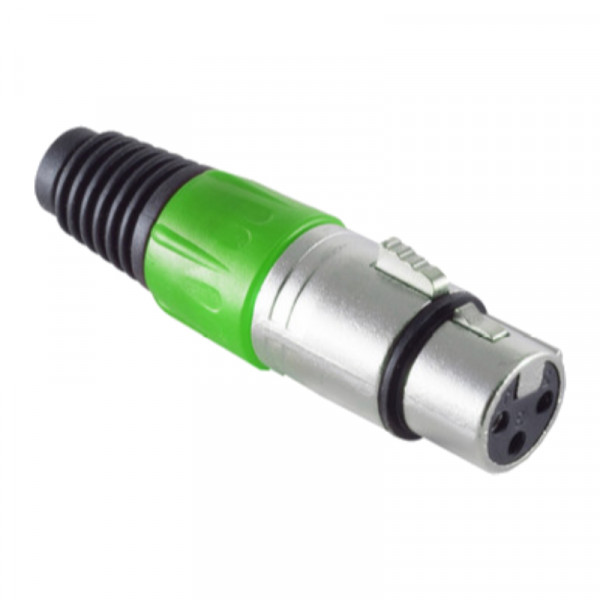 Soldeerbare XLR 3-pin Connector (v) - Met Trekontlasting - Metaal - Groen