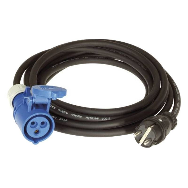 CEE (v) stekker naar schuko stekker kabel 1.5m zwart