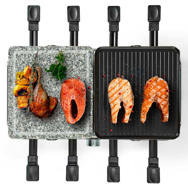 optioneel statisch Doe alles met mijn kracht Gourmetstel en steengrill - 8 personen - Inclusief 8 grillpannetjes -  Rechthoekig - 1400W - Zwart