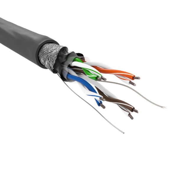 S/FTP CAT5e Gigabit Netwerkkabel - CCA - 24AWG - Stug - 100 meter - Grijs