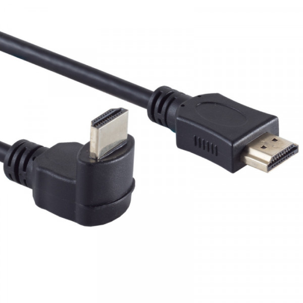 HDMI 1.4 Kabel - 4K 30Hz - 1 kant haaks omlaag - Verguld - 1 meter - Zwart