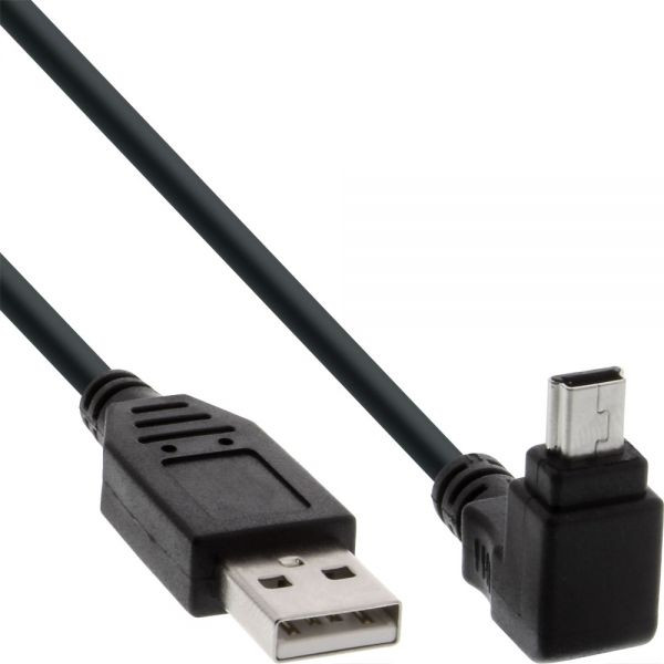 InLine USB 2.0 kabel USB A - USB B Mini 5-pins haaks 1.5m Zwart