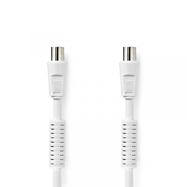 Coaxkabel IEC (m) - IEC (v) - 75 Ohm - Viervoudige Afscherming - 1,5 meter - Wit