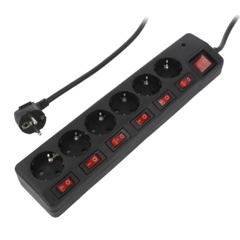 LogiLink LPS233 power uitbreiding Binnen 1,5 m 6 AC-uitgang(en) Zwart