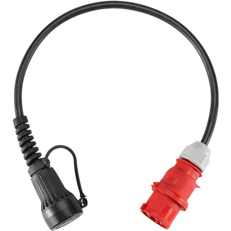 Type 2 EV - Met CEE Oplaadadapter - Voor Universeel Oplaadstation - Tot 22 kW - 0,95 meter - Zwart