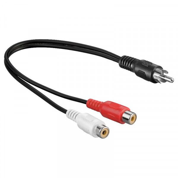 Mono Tulp (m) - 2x Tulp (v) Splitter Kabel - 0,2 meter - Zwart