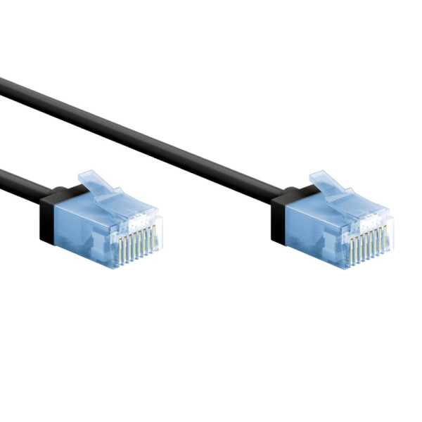 UTP CAT6A Slimline 10 Gigabit Netwerkkabel - CU - Ultraflex - 1 meter - Zwart