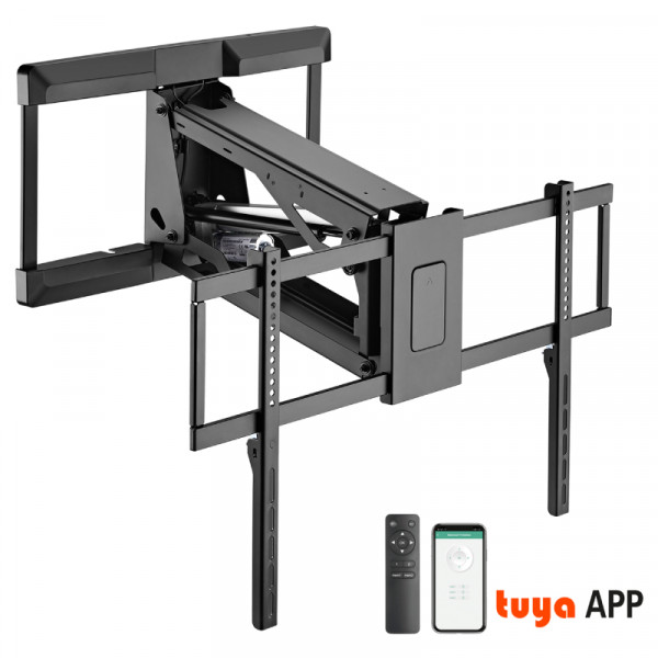 Gemotoriseerde TV muurbeugel voor 43-90 inch scherm - Bedienbaar via app - 50kg - Zwart