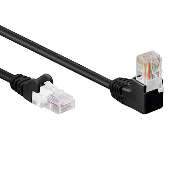 UTP CAT5e Gigabit Netwerkkabel - 1 kant haaks - CCA - 2 meter - Zwart