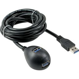 InLine USB naar 2x USB docking kabel - USB3.0 - tot 0,9A / zwart - 2 meter