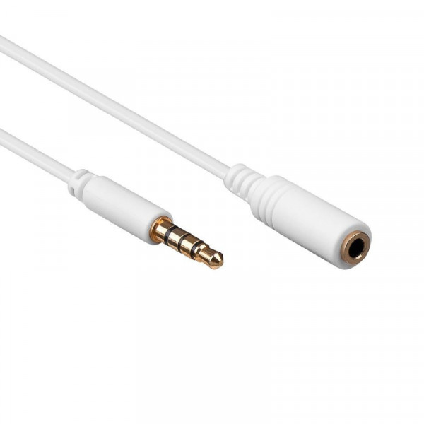 4-polige 3,5mm Jack Verlengkabel - Verguld - 1 meter - Wit