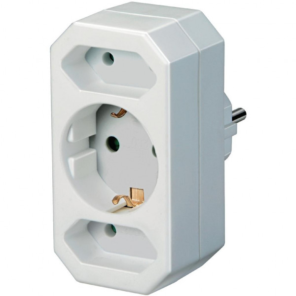 Verticale Stopcontact Splitter - 3-voudig - Horizontale Stopcontacten - 1x RA - Wit