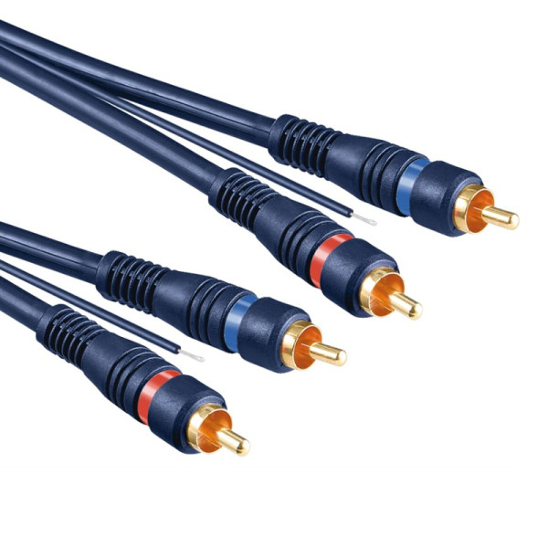 Stereo Tulp Kabel - Met Remote draad - Verguld - 5 meter - Blauw