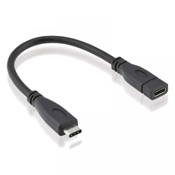 USB-C 3.2 Gen 2 Verlengkabel - 0,15 meter - Zwart