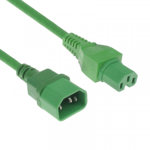 C14 - C15 Verlengkabel - 3 x 1mm2 - 1,2 meter - Groen