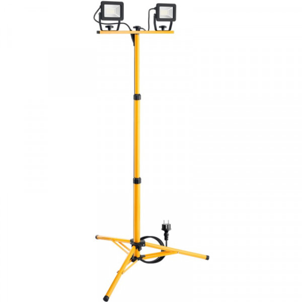 Dubbele LED Werklamp met telescoop statief - 2 x 20W - IP65 - Zwart/Geel