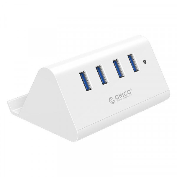 Orico USB-A Hub - 4x USB-A - Telefoon- en Tablethouder - USB 3.2 Gen 1 - 1 meter - Wit