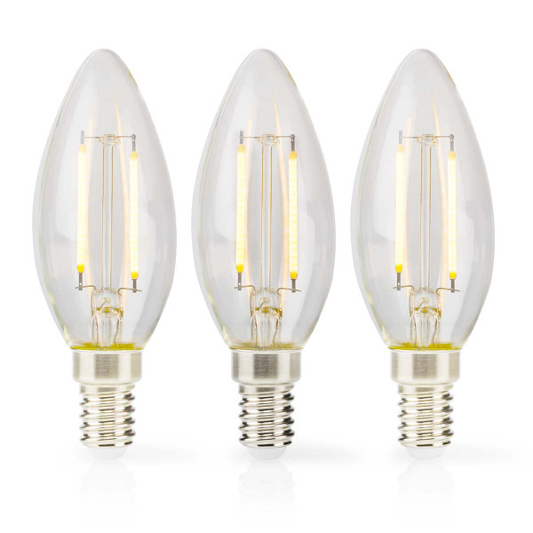 Retro LED-Filamentlamp E14 Dimbaar Kaars 2 W 250 lm 2700 K - 3 stuks