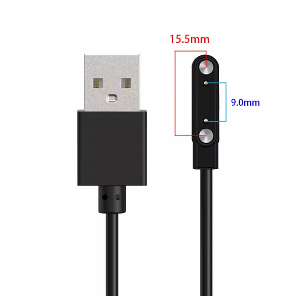 Oplaadkabel voor diverse smartwatches - Universele 9-15,5mm connector - 0,6 meter - Zwart