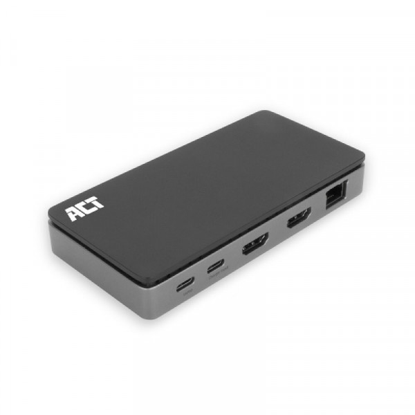ACT USB-C dockingstation - 4K 60Hz - 2x HDMI, RJ45, USB-C, 3x USB-A, USB-C PD - 1 meter - Zwart