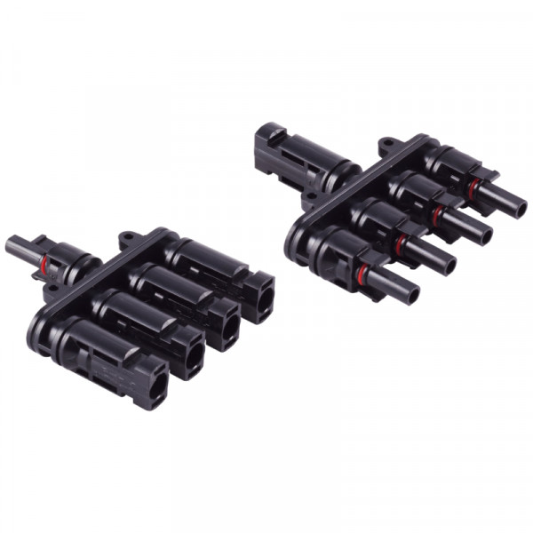 MC4 Solar Y-connector Set - 1x (m) naar 4x (v) en 1x (v) naar 4x (m) - Zwart