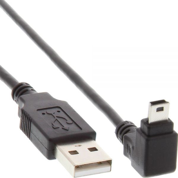 InLine USB 2.0 kabel USB A - USB B Mini 5-pins haaks 1m Zwart