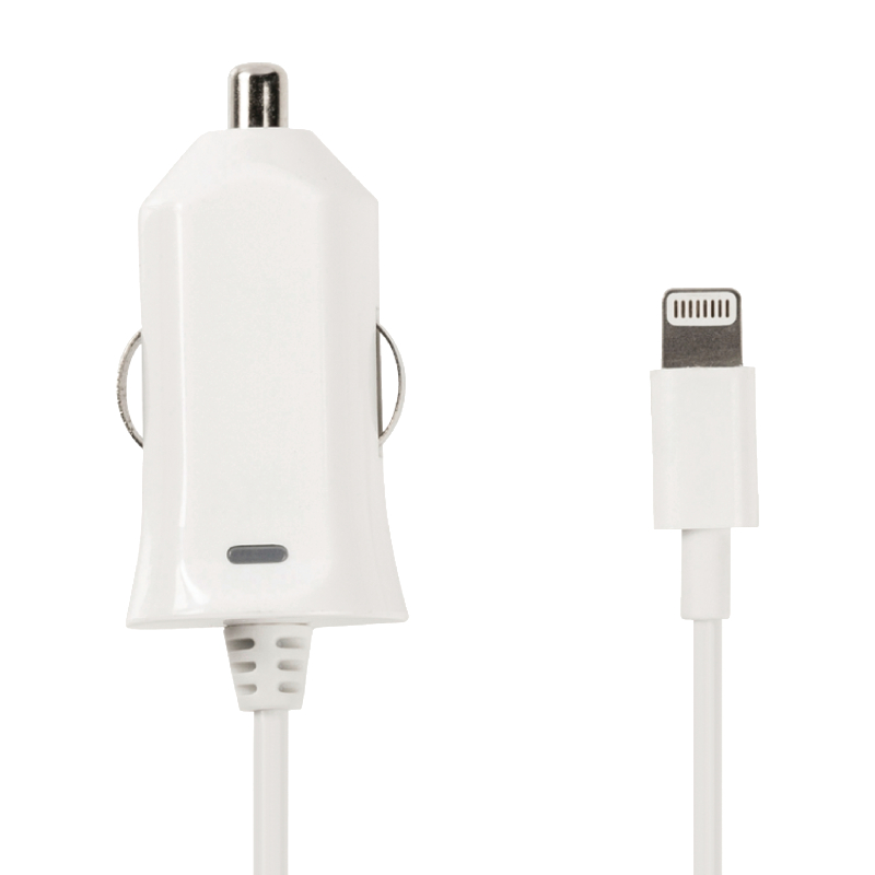 experimenteel Aanpassen hefboom Lightning Autolader voor Apple iPhone en iPad - 10W - 1 meter - Wit