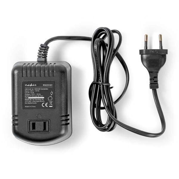 230V naar 110V Spanningsomvormer - 75W - Niet geaard - Zwart