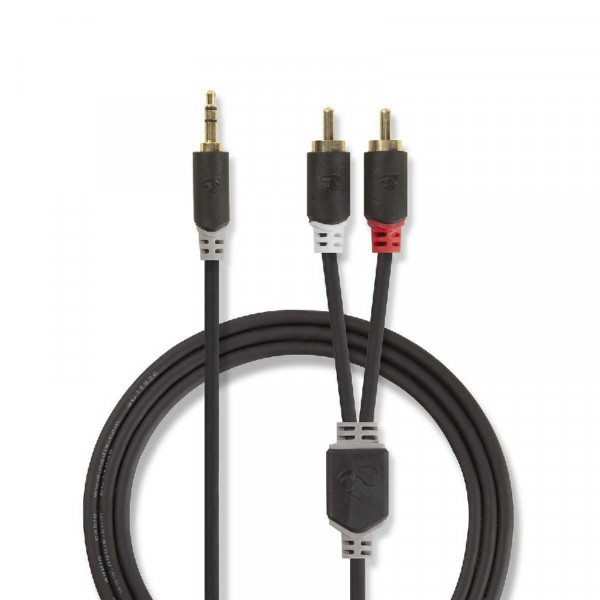 Stereo Tulp (m) - 3,5mm Stereo Jack (m) Kabel - Verguld - 10 meter - Zwart