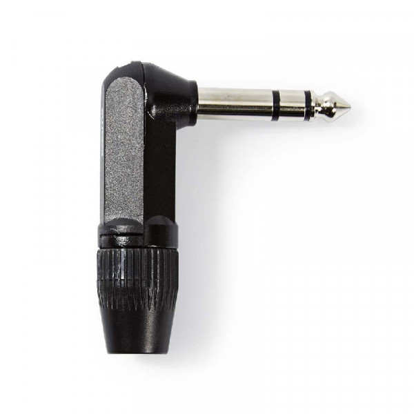 Haakse Soldeerbare 6,35mm Stereo Jack Connector (m) - Zwart
